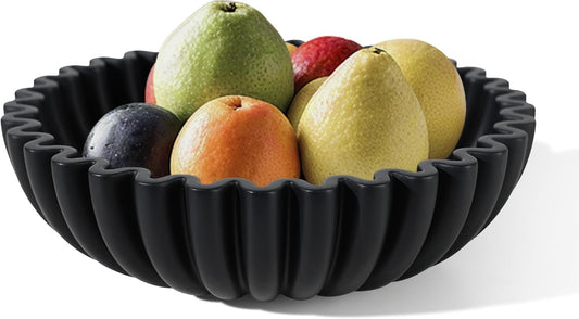 Black Decorative Bowl for Kitchen Counter - Modern Fruit Bowl with, Catch All Bowl for Keys, Entryway Table, and Home Decor