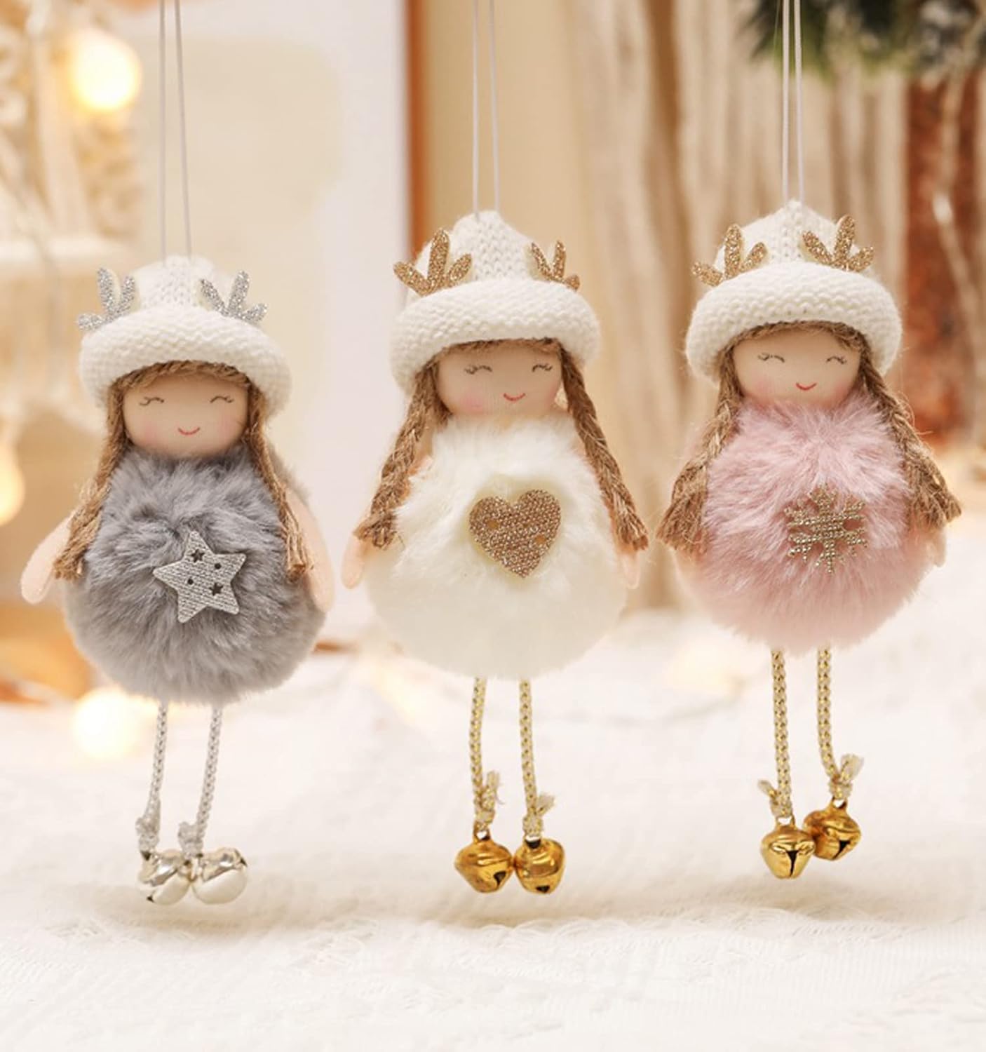 3pcs Christmas Angel Doll Decoration, Christmas Tree Hanging Ornaments, Thanksgiving Day Birthday Gifts, New Year Fairy Presents, Home Party Kids Girls Toys Pendant(GF-X2)