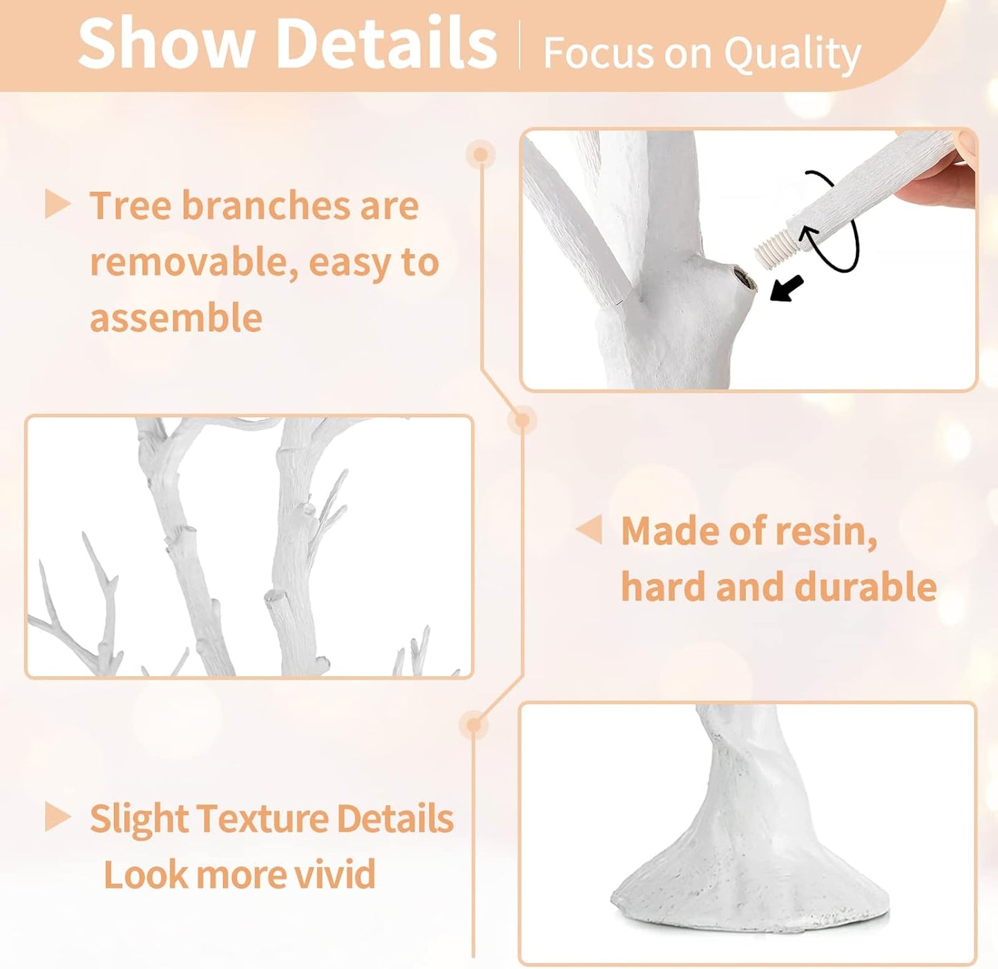 NUPTIO Artificial Christmas Tree Branch: 3.44 feet Tall White Manzanita Tree Halloween Centerpiece Wedding Centerpieces for Tables - Decorative Ornament Display Tree Branches for Weddings (1 Pc)