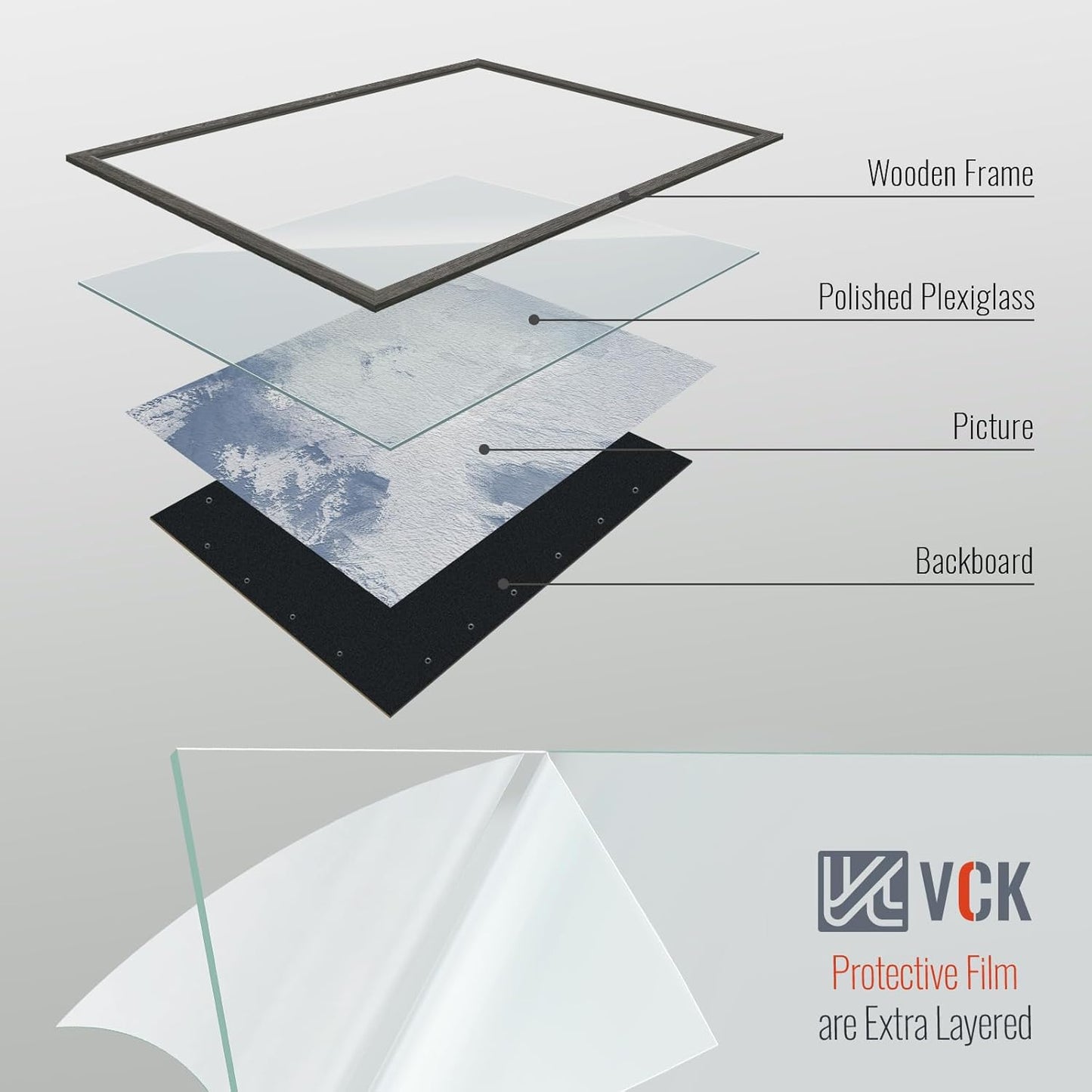 VCK 16x24 Frame Set of 3, Gray Solid Wood Poster Picture Frame, Exclusive Wood Grain, Wall Gallery Frame