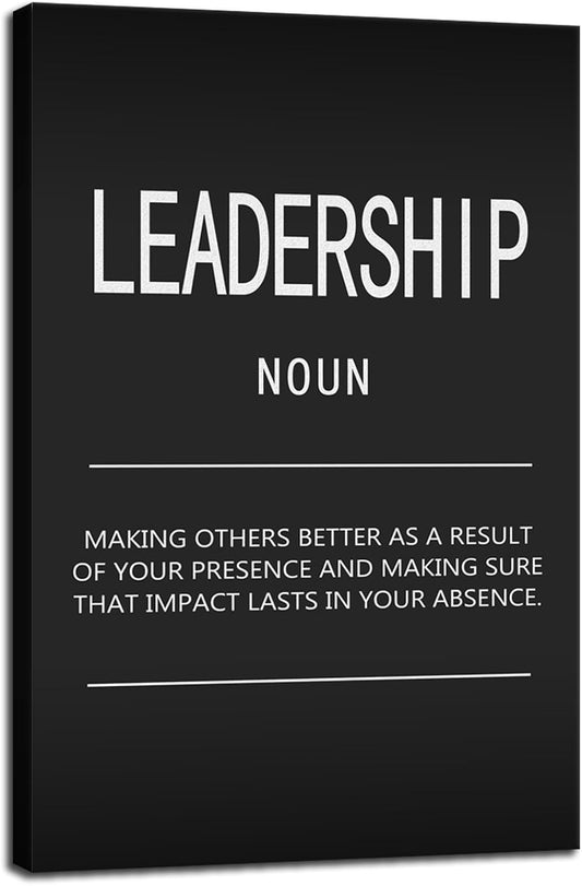Motivational Canvas Wall Art Office Posters Prints Inspiring Quotes Leadership Noun Inspirational Pictures Artwork Decor for Living Room Home Wooden Framed Ready to Hang[24" W x 36" H]