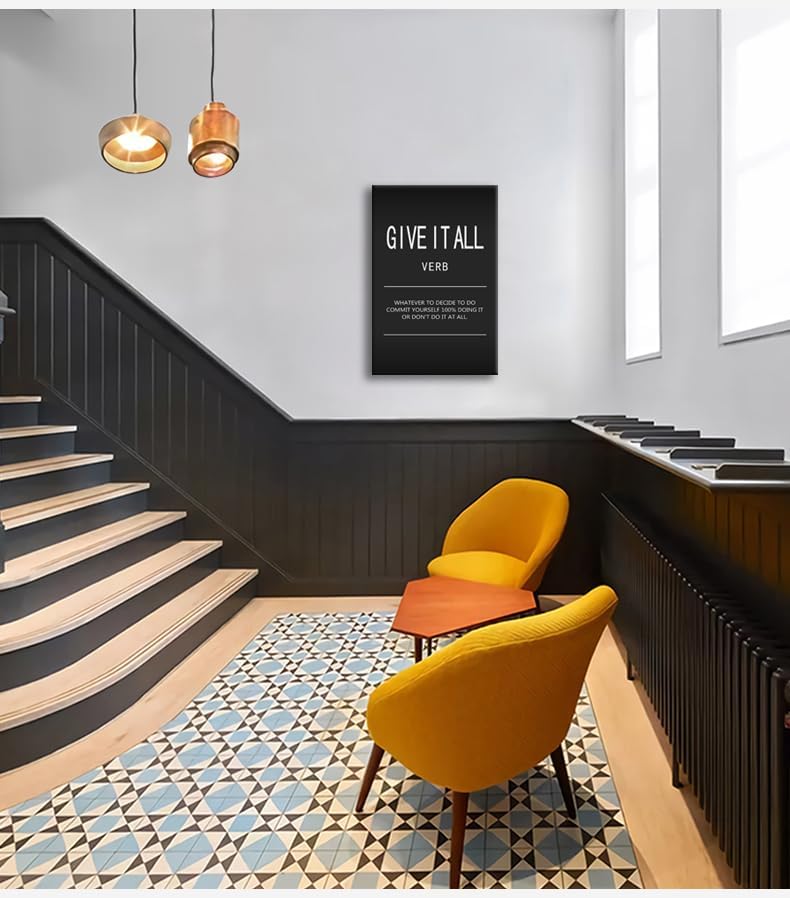 Inspirational Wall Art Give It All Verb Poster Motivational Poster 1 Pieces Canvas Prints Artwork for Office Gym Modern Home Wall Decor Painting Pictures Stretched and Framed Ready to Hang[24" W x 36"