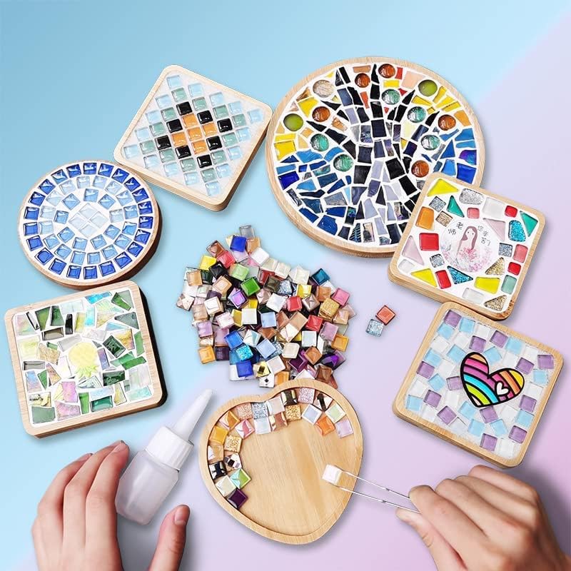 1.1 LB Irregular Crystal Mosaic Tiles,Small Particle Color Decal Crystal Glass Tile DIY Hobbies Children Handmade Crystal Craft for DIY Handmade Decorative Materials (Mix Color Series)