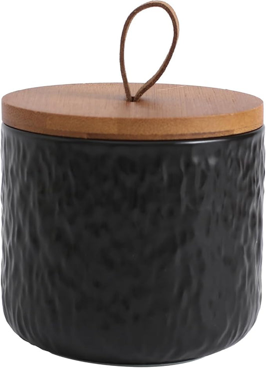 Kitchen Canisters for Countertop, Ceramic Coffee Canisters with Airtight Lids Food Storage Jars Sugar Container for Kitchen Counter Tea, Coffee Beans, Spice (#001Black-9oz/260ml)