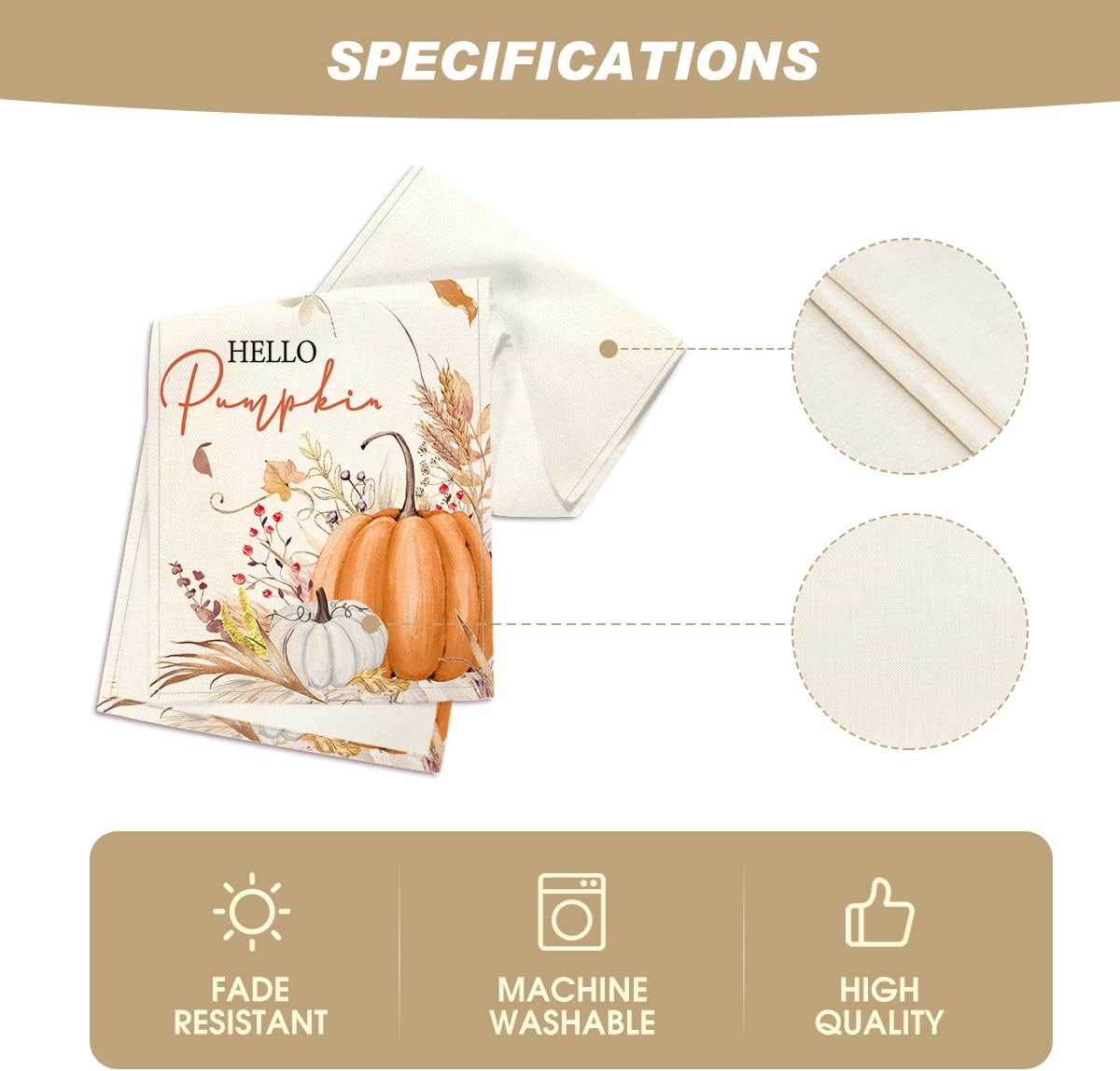 Artoid Mode Hello Pumpkin Leaves Fall Table Runner, Seasonal Autumn Kitchen Dining Table Decoration for Home Party Decor 13x120 Inch