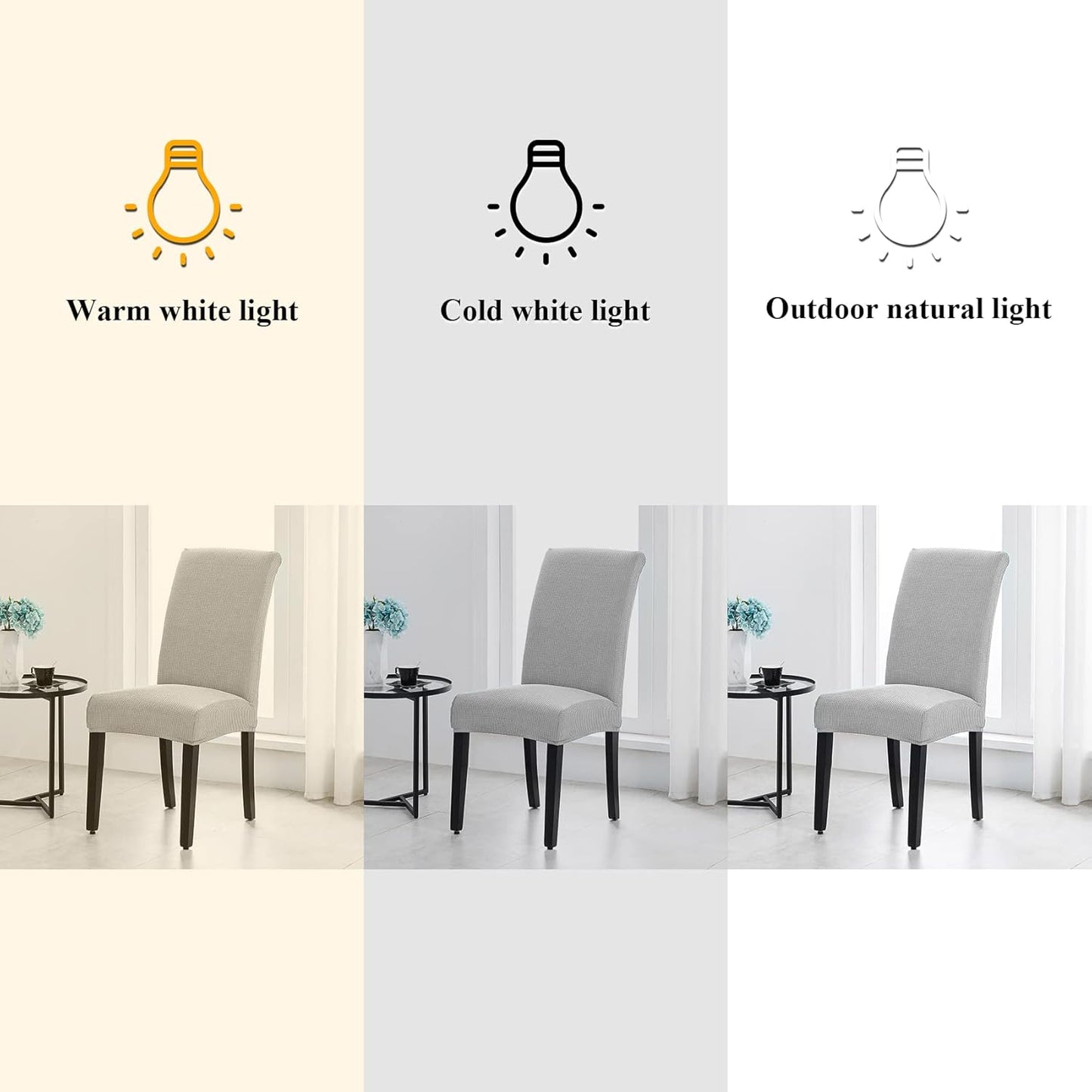 Joccun Chair Covers for Dining Room Set of 4, Dining Chair Slipcovers Stretch Dining Room Chair Covers Seat Protector,Washable Parsons Chair Cover for Home,Hotel,Banquet(Silver,4 Pack)