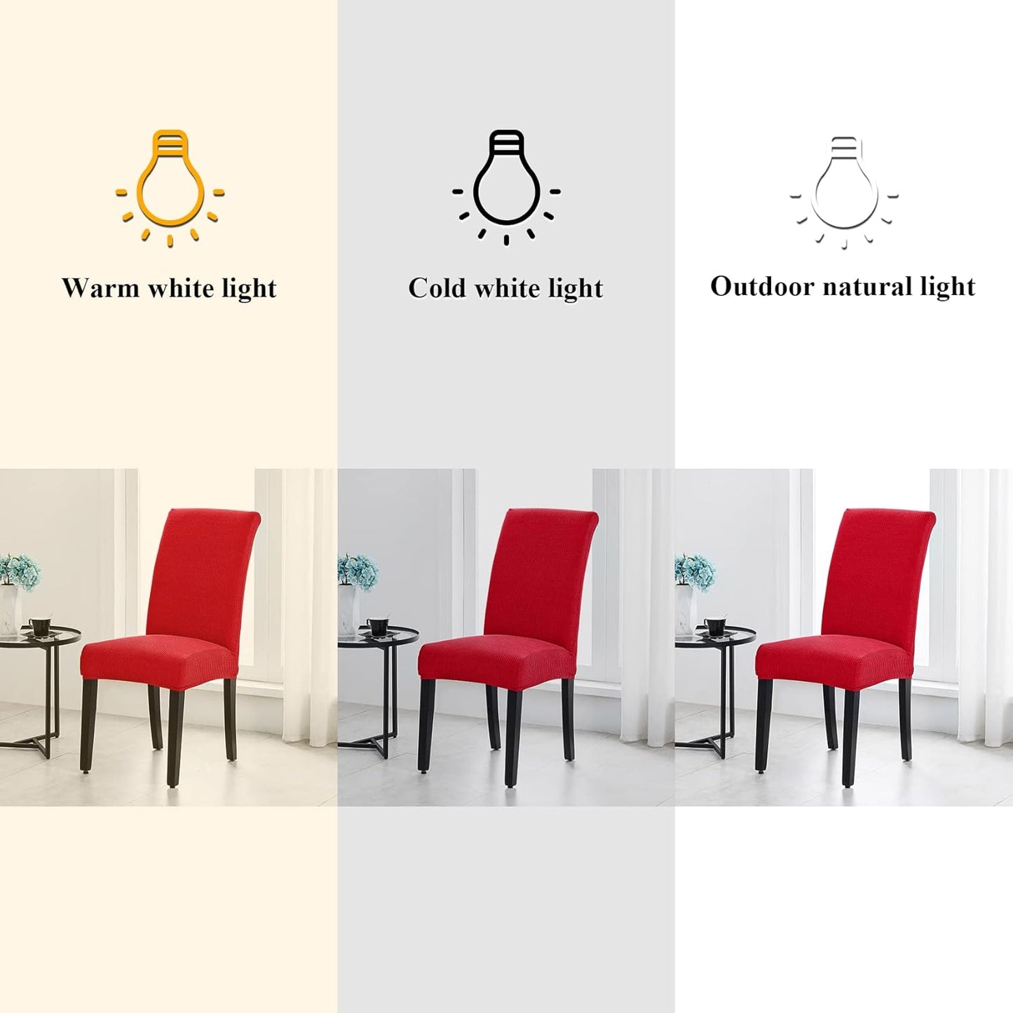 Joccun Chair Covers for Dining Room Set of 8, Dining Chair Slipcovers Stretch Dining Room Chair Covers Seat Protector,Washable Parsons Chair Cover for Home,Hotel,Banquet(Ruby,8 Pack)