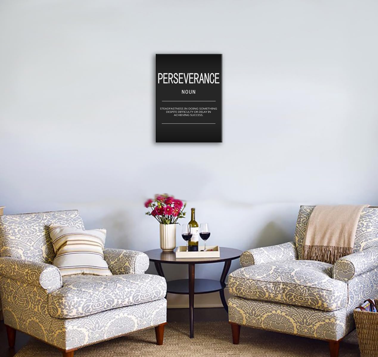Perseverance Noun Posters Motivational Wall Art Inspirational Prints On Canvas Inspirational Painting Artwork Modern Inspiring Office Living Room Gym Decor Framed Ready to Hang[18" W x 24" H]