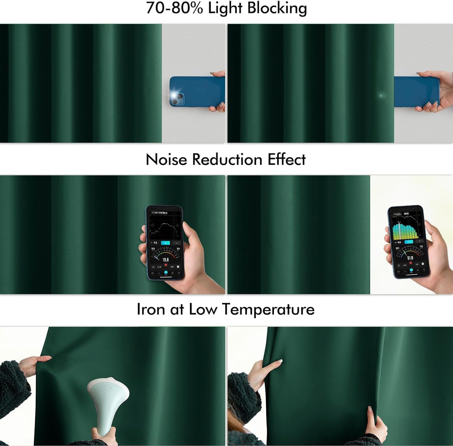 MIULEE Hunter Green Back Tab Blackout Curtains 120 Inch Long 2 Panels Set for Living Room Bedroom, Rod Pocket/Pinch Pleated Extra Long Thermal Insulated Room Darkening 10FT Window Drapes