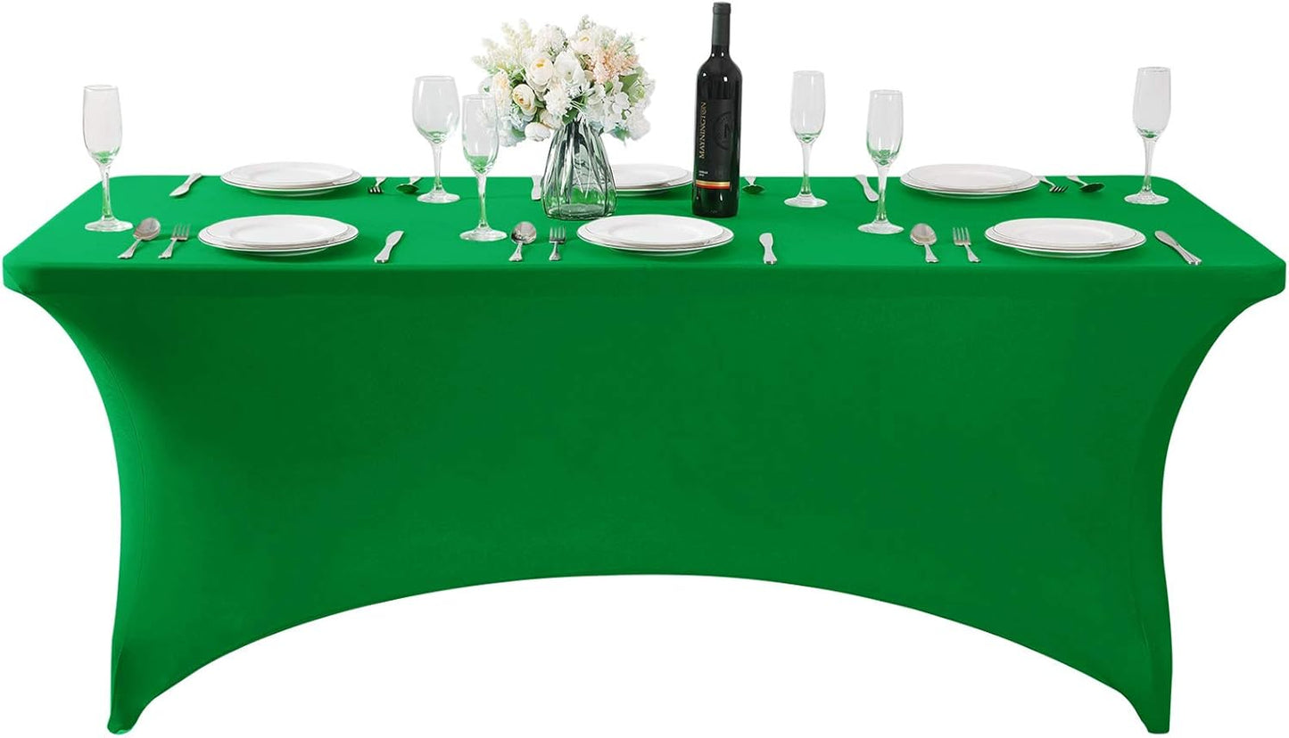 Spandex Table Cover for 6Ft or 4fT or 8ft Table Universal Fitted Stretch Tablecloth for Party, Banquet, Wedding and Events-Emerald