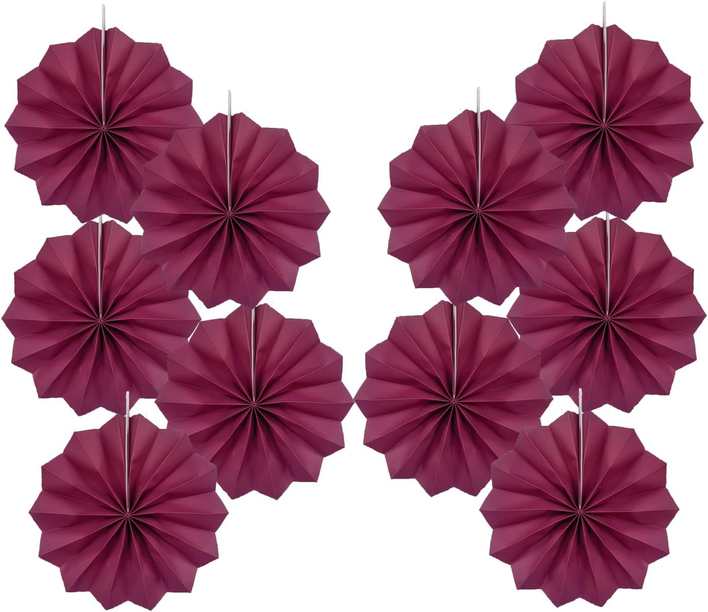 Red Party Decorations,Paper Decorations for Party,Girls Party Decorations Party Paper Fans Bulk 8in,Anniversary Decorations for Party 30 Color DIY Set （Wine Red）