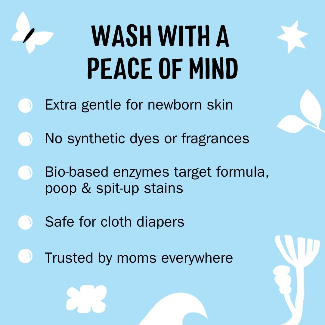 Molly's Suds Baby Liquid Laundry Detergent | Removes Formula, Poop & Spit-Up Stains | Extra Gentle for Infants, Babies, Toddlers (Fragrance Free, 100 Loads)