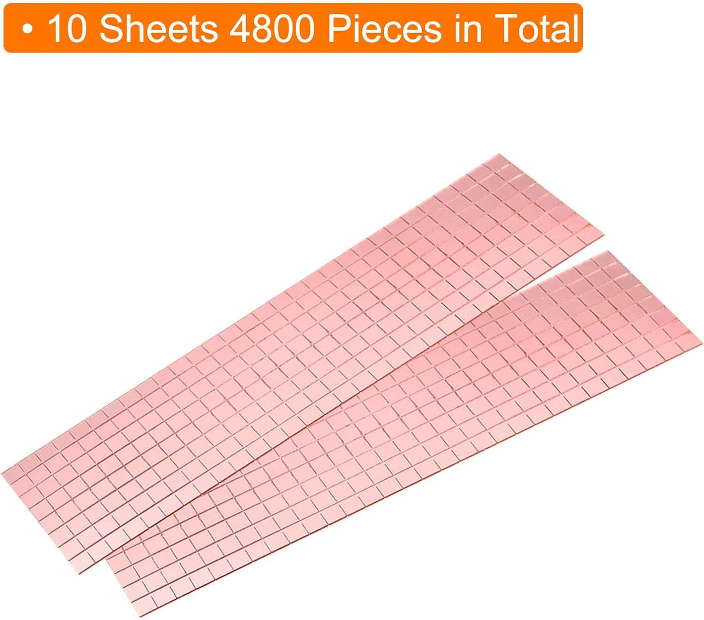 HARFINGTON 10 Sheet 4800 Pieces Self Adhesive Mirror Mosaic Tiles 5x5mm Small Square Mirror Tiles Sticker Disco Ball Stickers Mini Glass Tiles for DIY Craft Party Home Decoration, Rose Gold