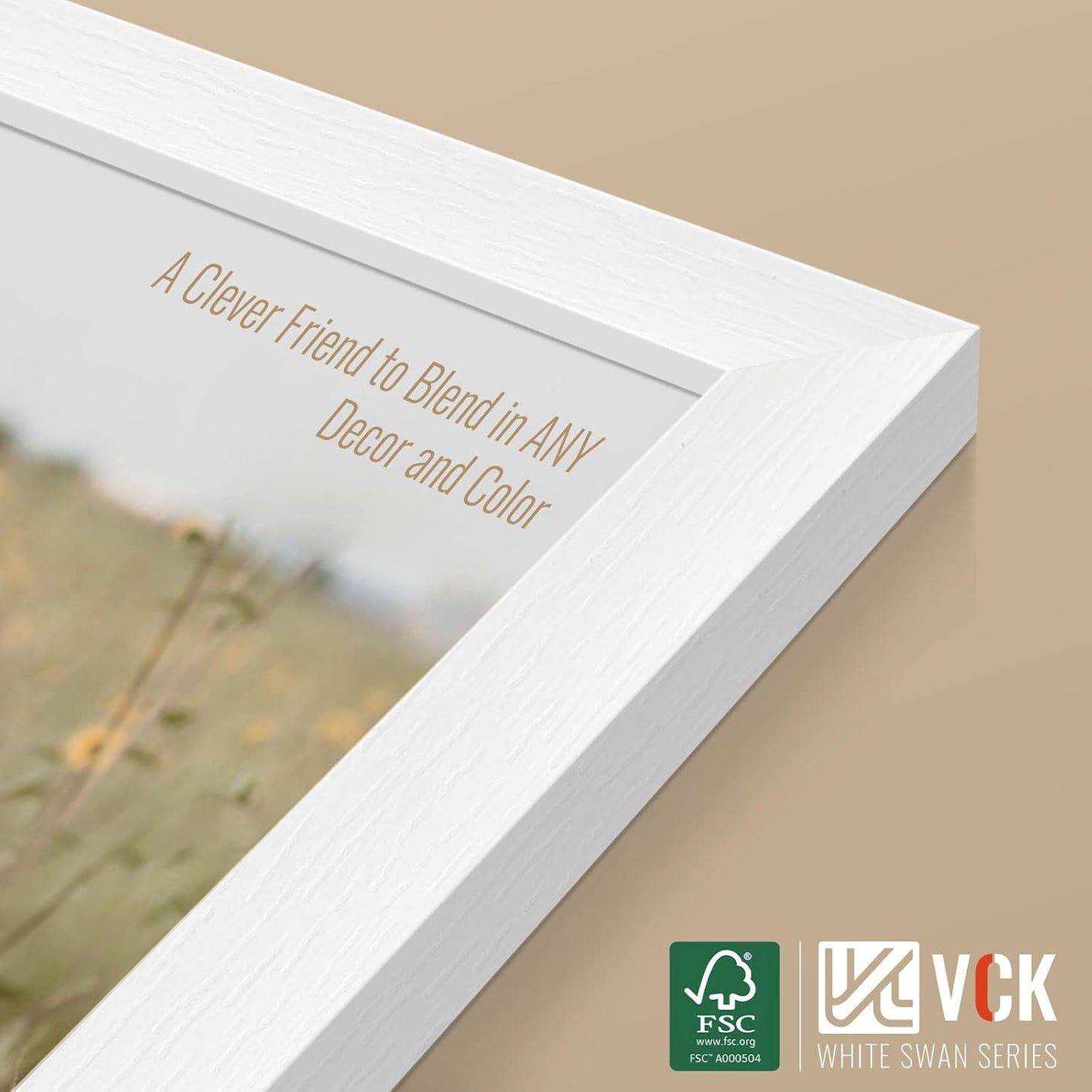 VCK 16x24 Poster Frames Set of 3, White Solid Wood Picture Frame, Textured Exclusive Wall Gallery Frame