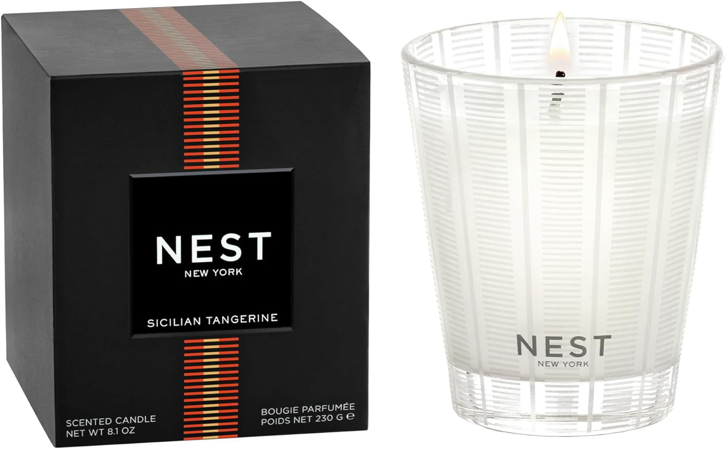 NEST New York Scented Classic Candle, Sicilian Tangerine - 8.1 oz - Up to 60-Hour Burn Time - Reusable Glass Vessel