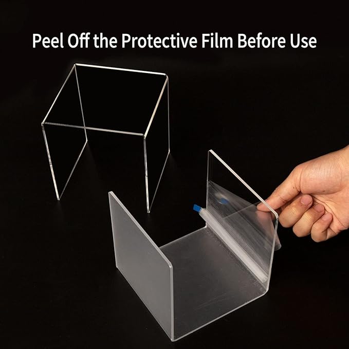 HIIMIEI Clear Acrylic Display Risers 2 Sets, 3-Tier Risers Stands Showcase for Amiibo Funko Pop Figures, Dessert, Jewelry-5"x6"x7"