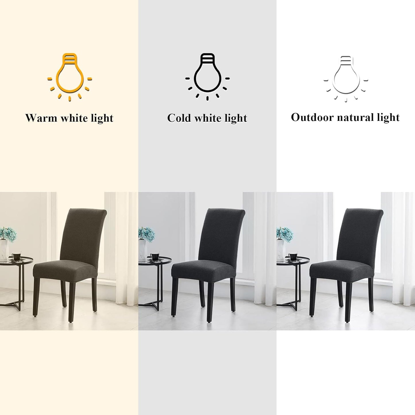 Joccun Chair Covers for Dining Room Set of 6,Dining Chair Slipcover Stretch Dining Room Chair Covers Seat Protector,Washable Parsons Chair Cover for Home,Banquet(Dark Gray,6 Pack)