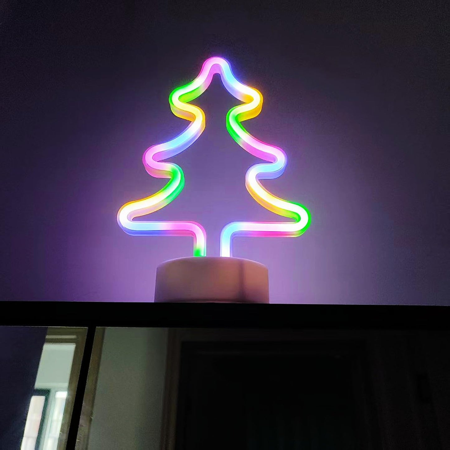 Christmas Tree Neon Light Signs for Bedroom Bedside Dorm Wall Decor,Neon Light up Christmas Decor LED Night Lights Table Ornaments Gifts for Kids Christmas Party,Battery Powered or USB Powered
