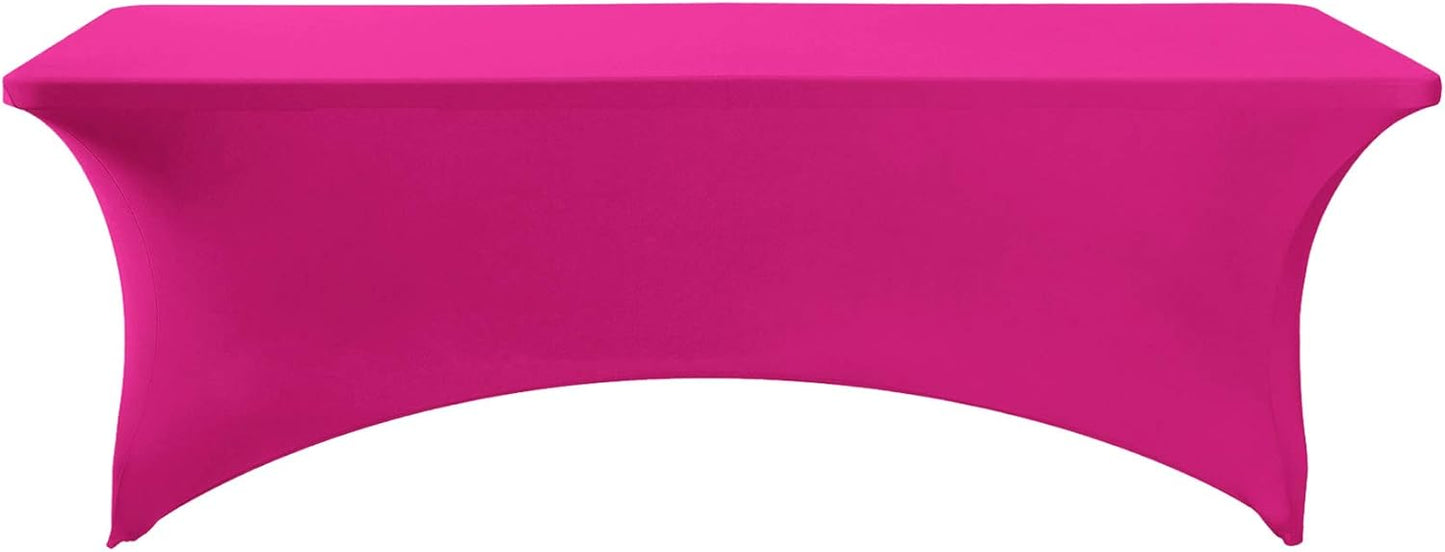 Spandex Table Cover for 6Ft or 4fT or 8ft Table Universal Fitted Stretch Tablecloth for Party, Banquet, Wedding and Events-Fuchsia