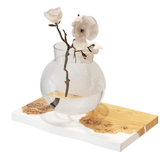 RWA Unique Live Edge Floating Shelf for Wall - Stylish Hanging Shelves for Room Wall Bedroom Bathroom Office Decor, Epoxy and Wood Wall Shelf Plank - Elegant Wall Mounted Shelves (white, 12x6")