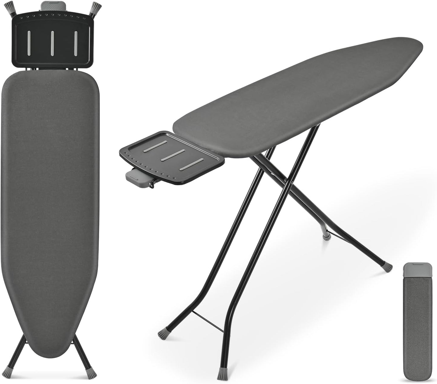APEXCHASER Ironing Board, Full Szie Iron Board with Iron Rest,Height Adjustable,Extra Thick Heat Resistant Cover with Sleeve Board 15x45 Grey
