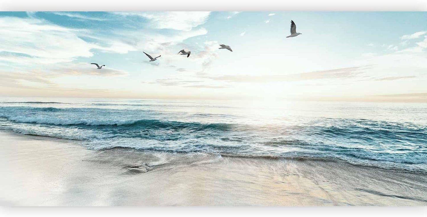 artgeist Wall Mural Peel and Stick Nature 212x98 in - XXL Self-Adhesive Corner Wallpaper Removable Large Sticker Foil Angle Wallpaper Beach Sand Blue Sea View b-B-10023-a-b