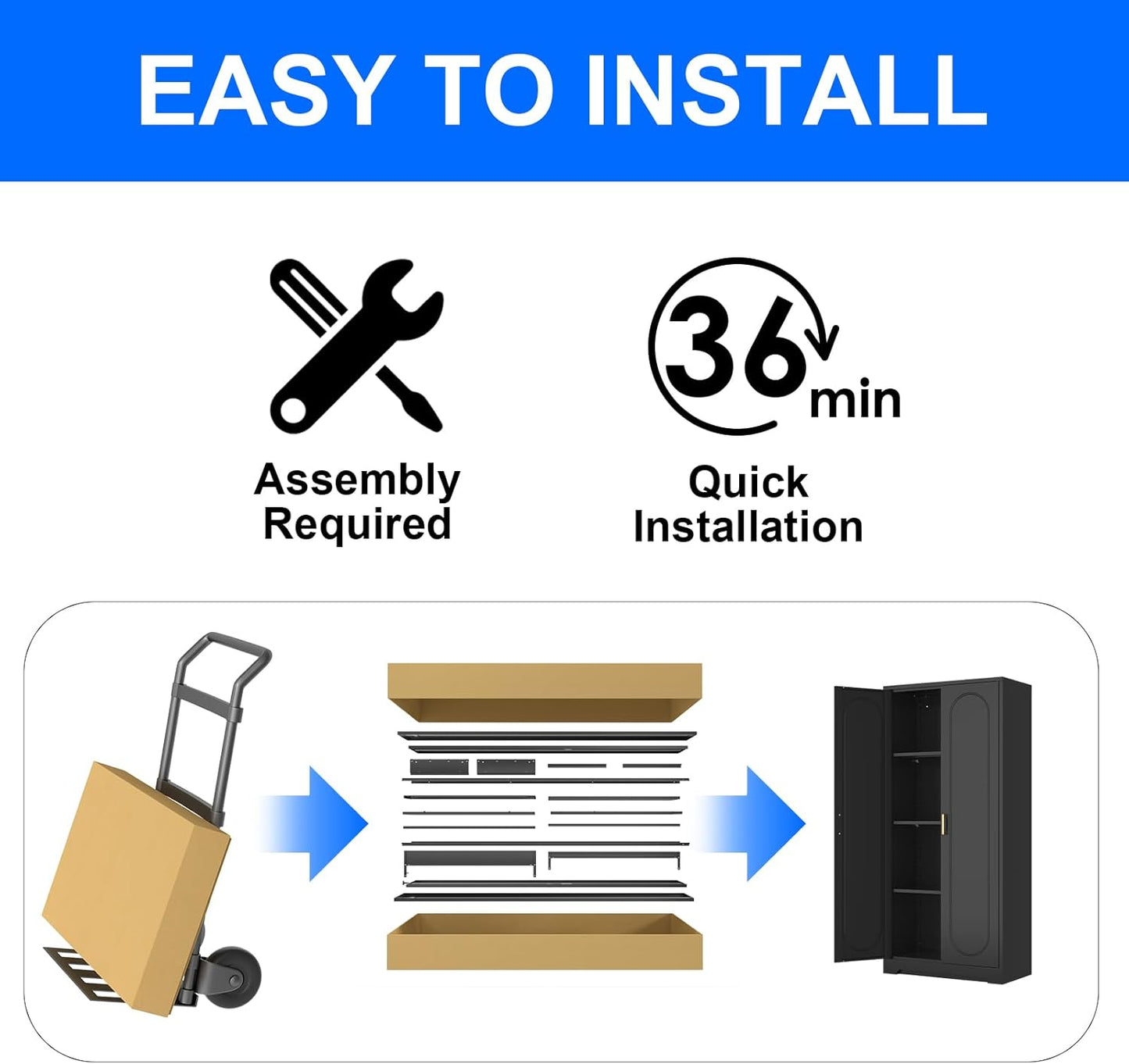 60" Tall Kitchen Pantry Cabinet, Metal Pantry Cabinet with Doors and Adjustable Shelves, Black Utility Storage Cabinet with Handles for Dining Room, Bathroom, Laundry Room - Assemble Required