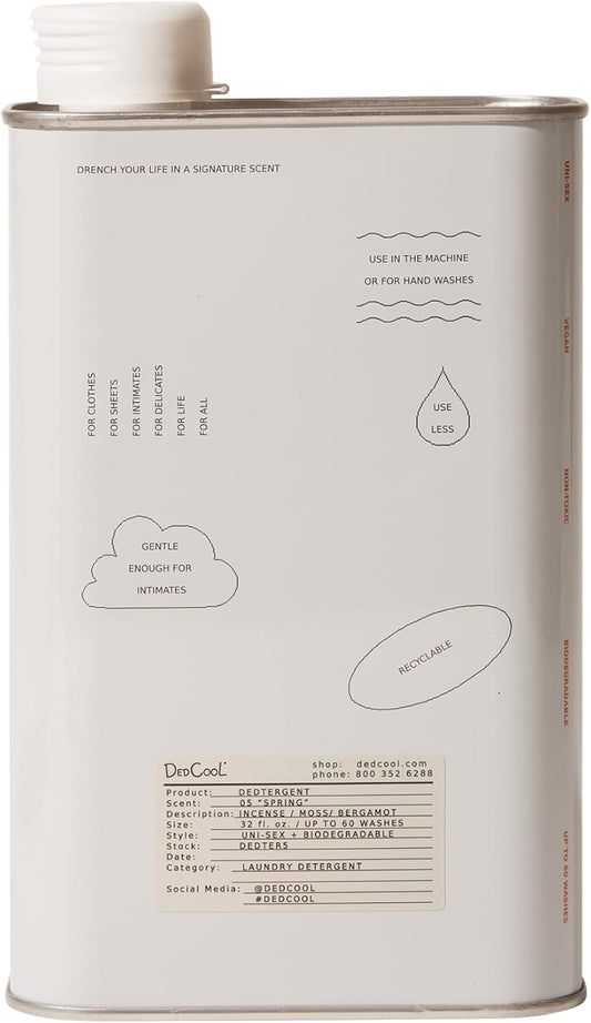 DedCool Liquid Laundry Dedtergent (05 Spring, 32 fl oz) Luxurious Fragrance, Scented, Removes Stains, Ideal for 60 Washes, Infused with Natural Essential Oils, Vegan, Non-Toxic, Cruelty & Dye Free