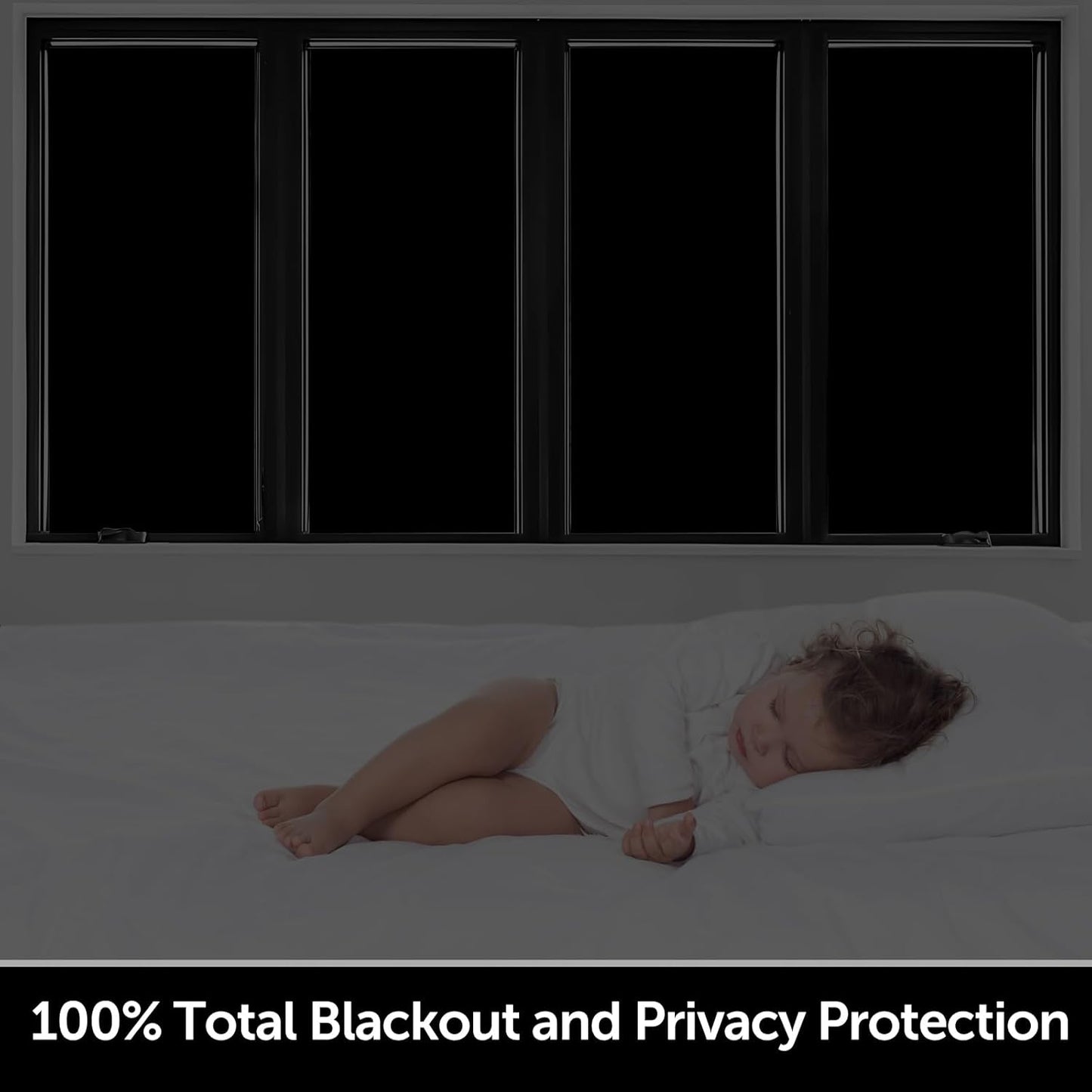 HIDBEA Mirror Blackout Window Film,100% Light Blocking Room Darkening Window Privacy Film,Mirror Glass Window Film Heat Control,Removable Window Cover Tint for Day Sleep(Mirror Black,35.4in x 6.5ft)