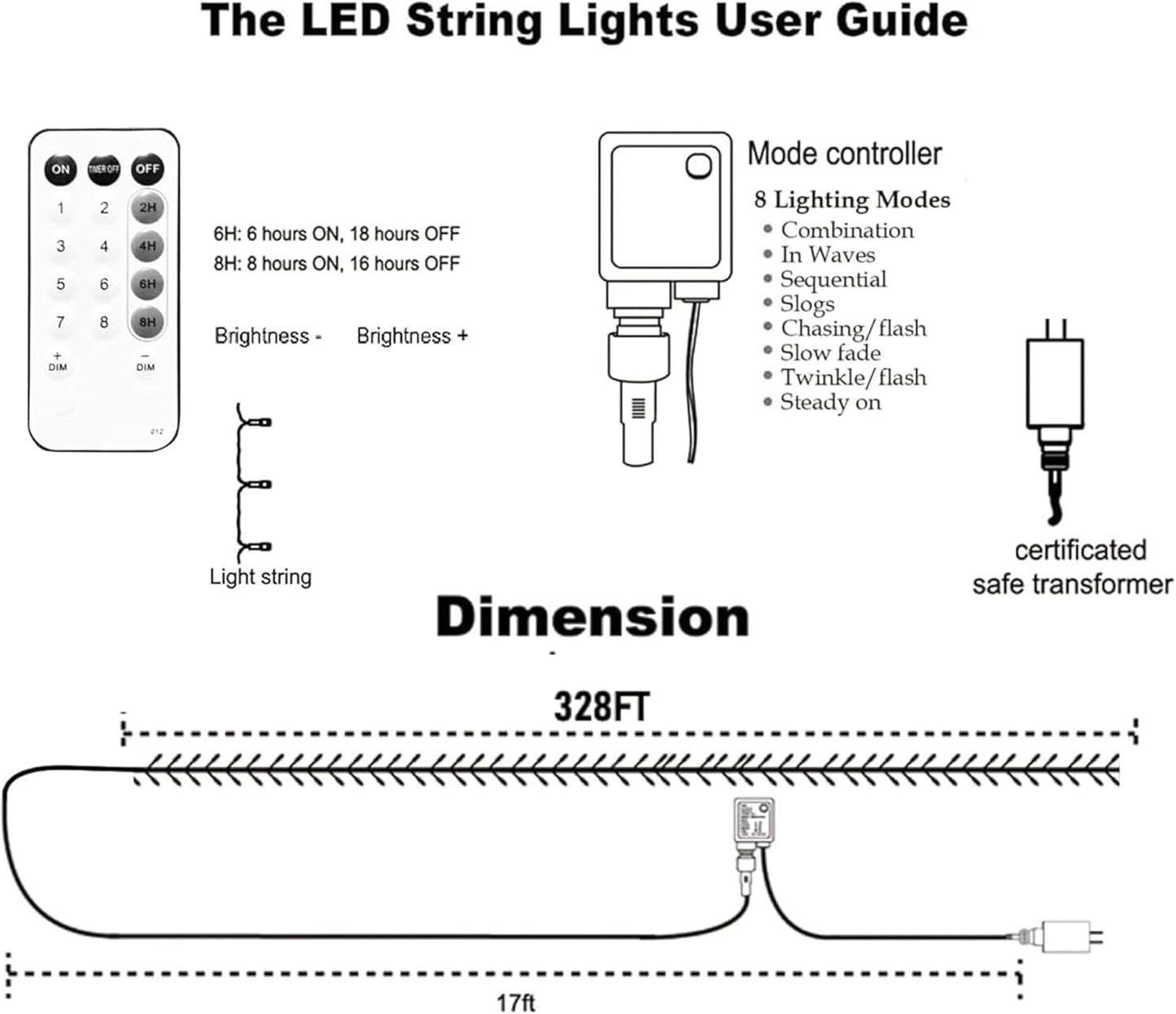 Dazzle Bright Outdoor Christmas String Lights, 1000 LED 328 FT Plug in Fairy Light with Remote Control 8 Modes & Timer, Waterproof Decoration for Home Garden Yard Xmas Wedding, Blue