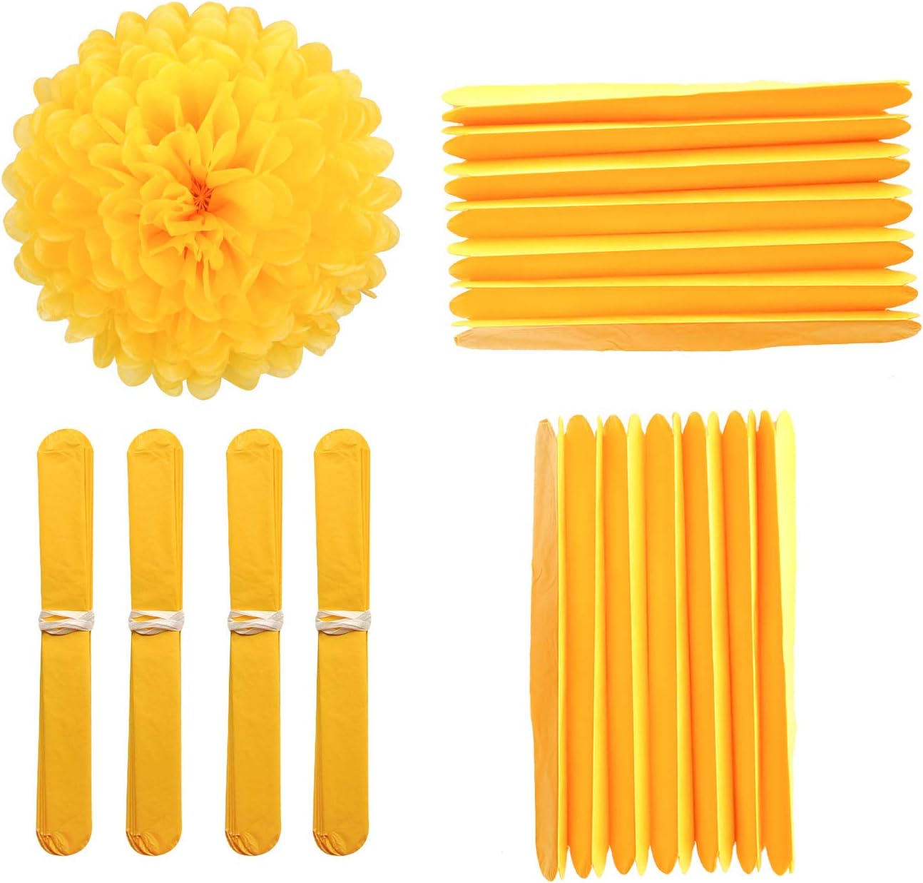 MISU 10" Yellow Tissue Pom Poms DIY Tissue Paper Flowers for Birthday Wedding Baby Shower Tea Party Dessert Table Decoration, Pack of 18