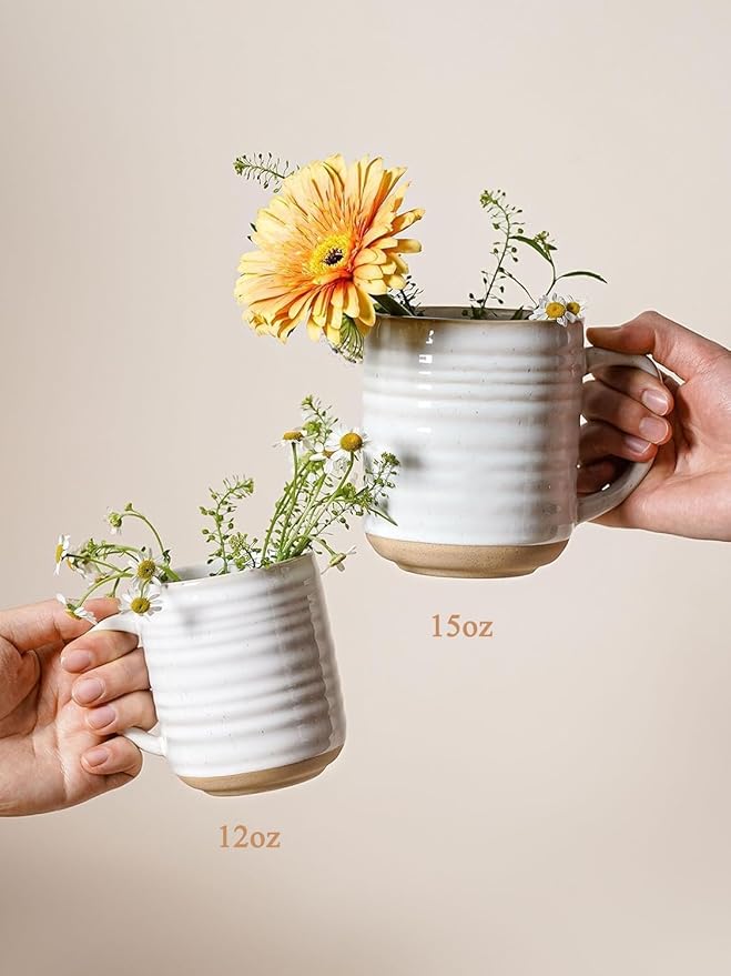 LE TAUCI Coffee Mugs 12 oz, Ceramic Mug Set, Housewarming Wedding Present, Coffee Cups for Latte, Hot Tea, Cappuccino, Mocha, Cocoa - Set of 4, Arctic White