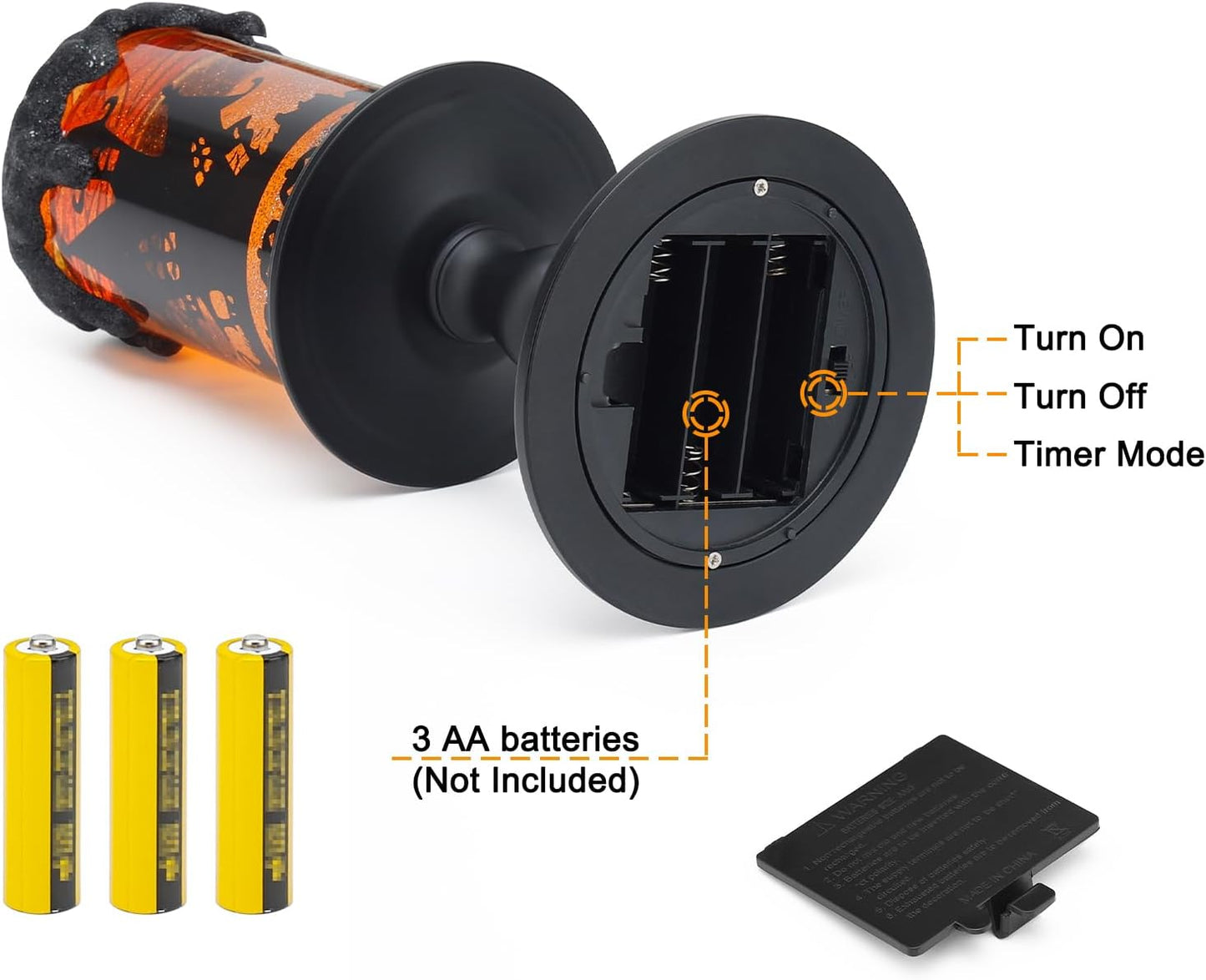 Halloween Snow Globe Candles Lighted Lamp, Lighted Flameless Candles with Water Glitter Swirls and Spooky Moving,Battery Operated