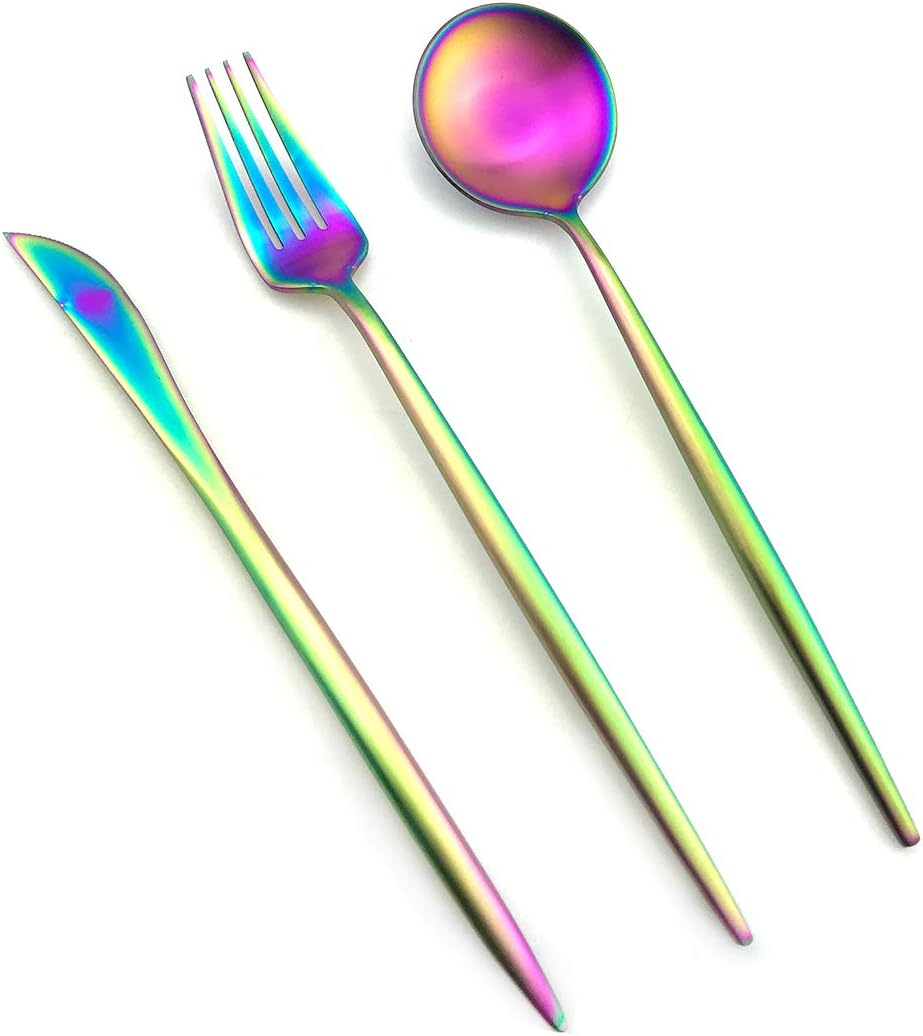 20-Pieces Luxury Rainbow 18/10 Stainless Steel Flatware Set, Matte Finish, Service for 4