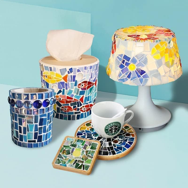 1.1 LB Irregular Crystal Mosaic Tiles,Small Particle Color Decal Crystal Glass Tile DIY Hobbies Children Handmade Crystal Craft for DIY Handmade Decorative Materials (Black)