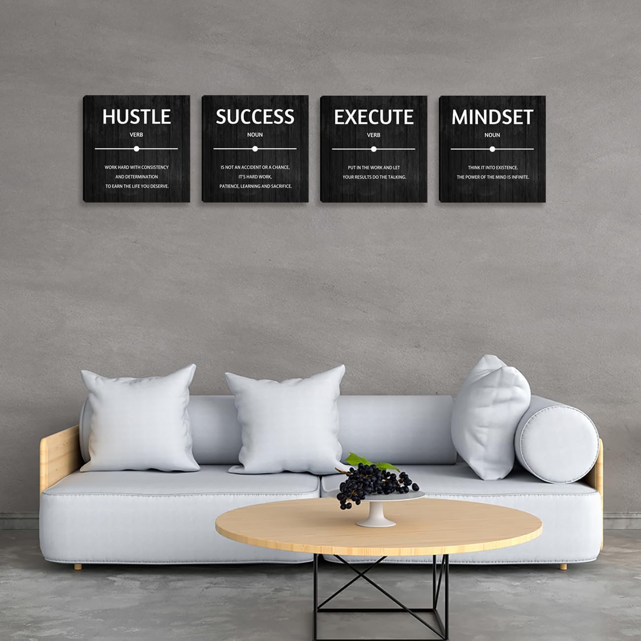 Inspirational office wall art Decor Motivational Office Quotes for Living Room Bedroom Canvas Posters Painting 4 Pieces Wall Art Framed Modern Quotes Artwork Wall Decoration Office Decor 16”X16”X4