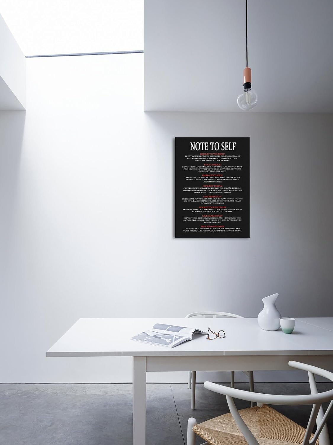 WYJDFART NOTE TO SELF Inspirational Canvas Poster Printed Modern Artwork for Office Living room Bedroom Home Motivational Wall Art Decor Framed Ready to Hang[18" W X 24" H]