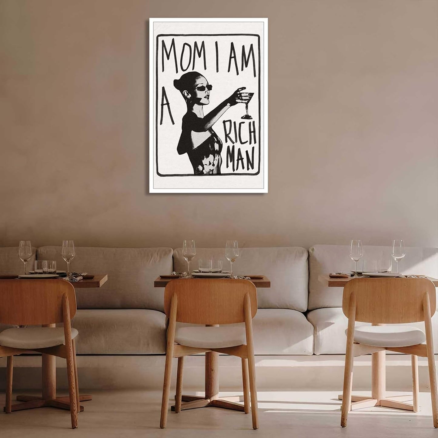 Liyark Mom I Am A Rich Man Aesthetic Retro Music Goblet Poster Feminist canvas Wall Art Vintage Bar Cart Wall Decor Preppy Dorm Decor Unique Wall Art prints painting 16x24in Unframed