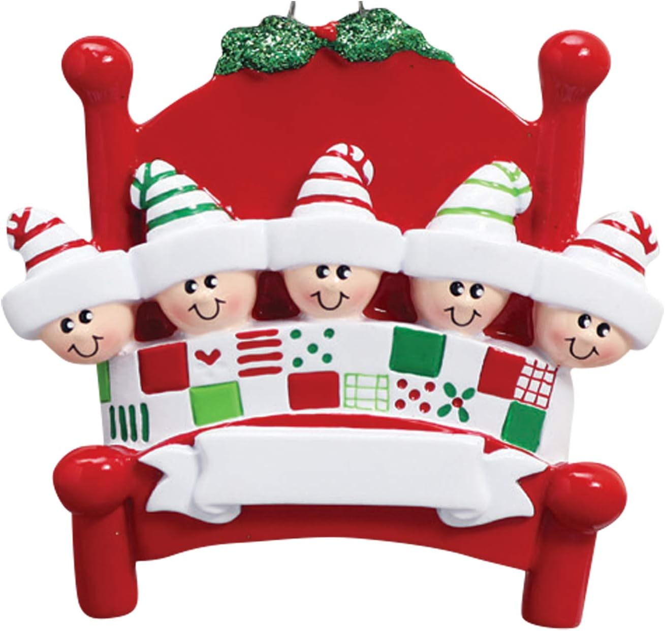 Bedtime Family of 5 Ornament 2025 Personalized Family Christmas Ornaments 2025 | Tucked in Together Holiday Keepsake Personalized Tree Ornaments for Grandchildren Siblings & Grandkids of Five Ornament