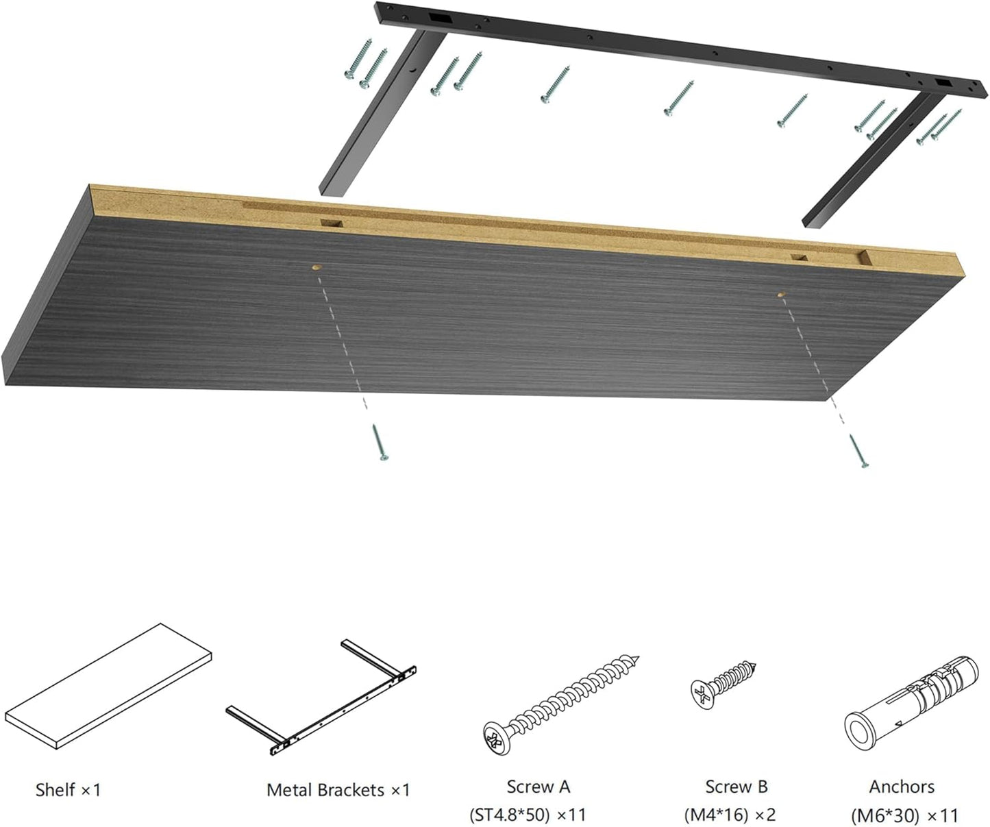 Wall Shelf Set of 2,Dark Wood Floating Shelves 30 in W x 10 in D x 1 in H, Wooden Floating Wall Shelf with Invisible Brackets for Living Room/Bedroom/Bathroom/Kitchen Storage and Decor