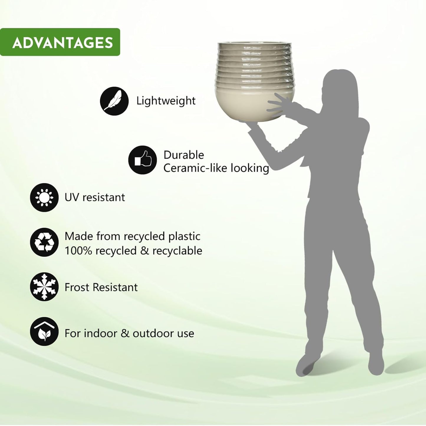 14.5" H Resin Tall Planters for Outdoor Plants,Modern Taupe Round Tapered Plastic Flower Pot for Outdoor and Indoor Plants, Large Plant Pots with Drainage Holes and Rubber Plug for Home Garden Patio