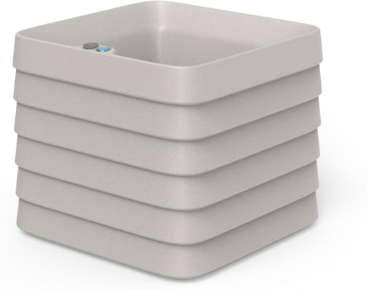 Crescent Garden Slat Medium Rectangular Planter Box for All-Weather - Self-Watering Outdoor Deck Box Planter for Flowers and Herbs (Parchment, 22")