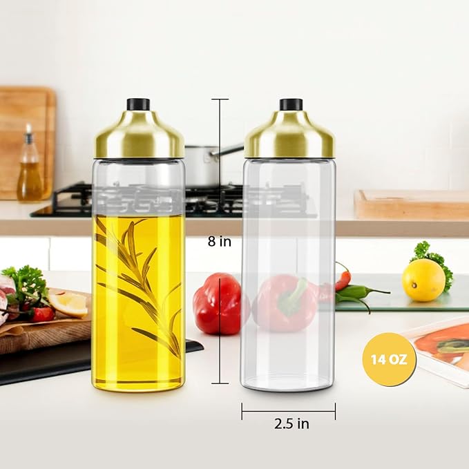 Aelga Gold Oil Dispenser - Gold Kitchen Accessories-Oil Dispenser Bottle for Kitchen with Stainless Steel Spout