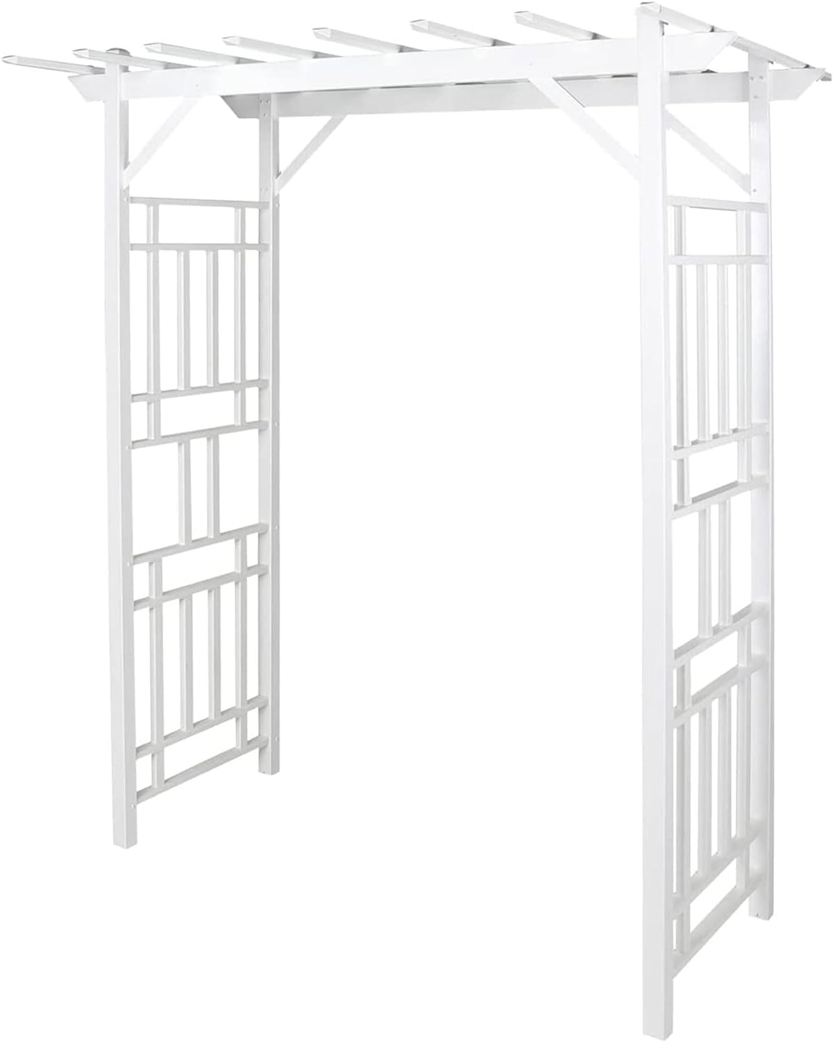 Dura-Trel Wellington Arbor, Vinyl Garden Archway for Outdoors, White, 72" x 85" - Backyard Decorative Arch for Pathways & Entrances w/ Trellis Sides for Climbing Plants, Vines & Flowers