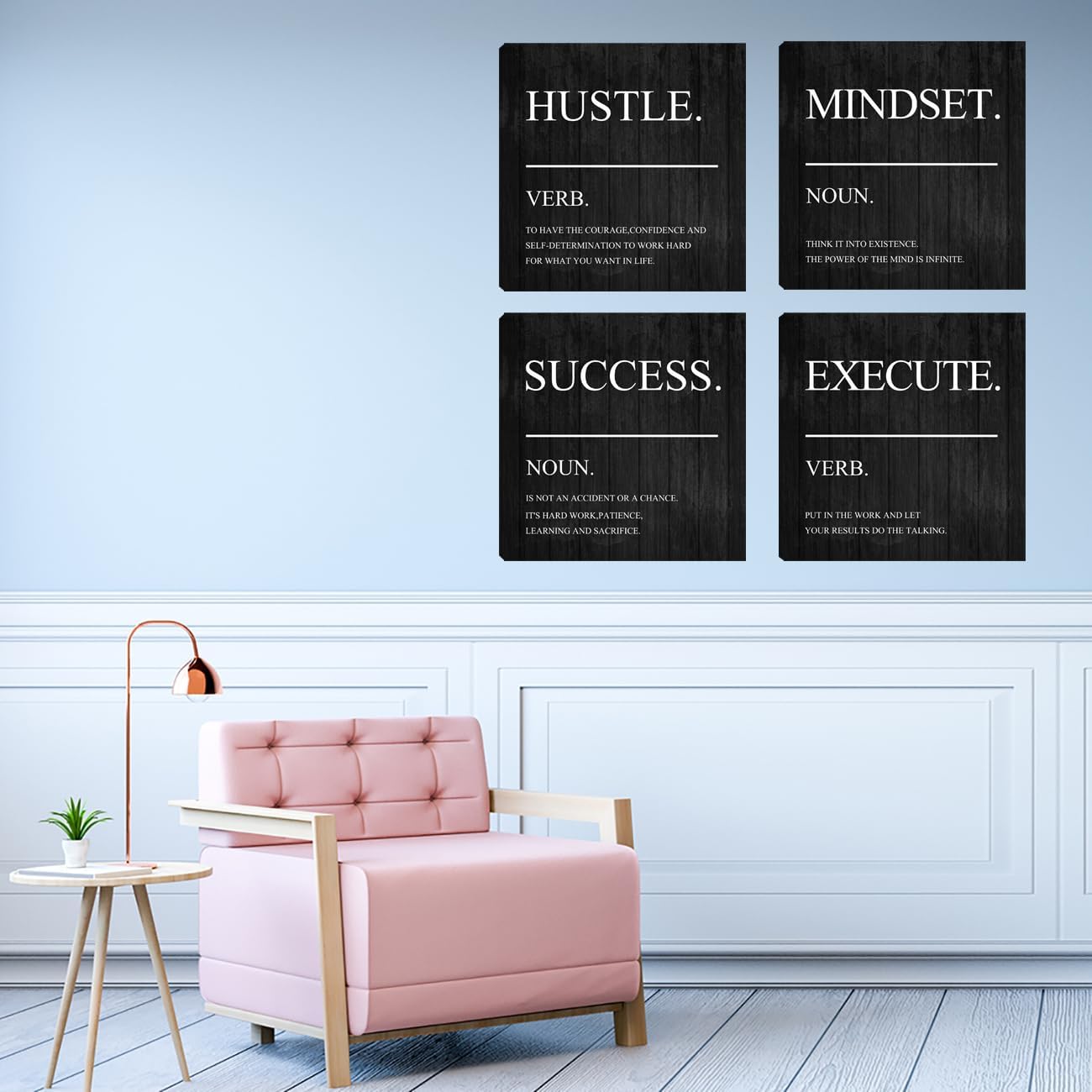 Motivational Success Wall Art Decor Inspirational Canvas Framed Office Wall Art Quotes Wall Decor Artwork,Positive Quote Poster Painting Home Decorations Wall Art for Living Room Bedroom 16”X16”X4