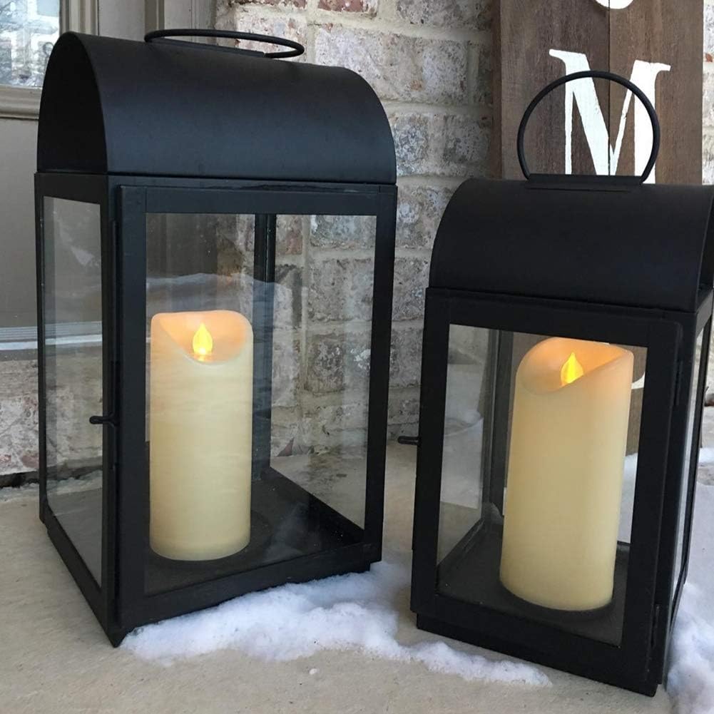 Homemory 3"x7" Outdoor Waterproof Flameless Candles with Timers and Remote Control, Battery Operated Candles, LED Plastic Candles, Ivory, Set of 3