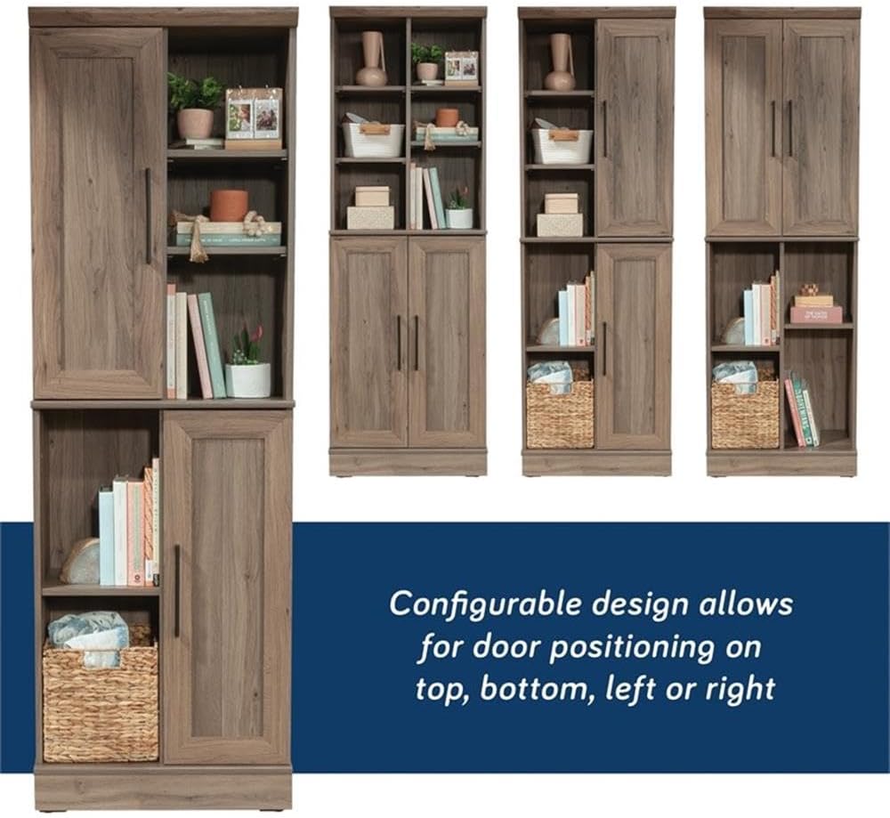 Sauder HomePlus Multi-Room Storage Cabinet with Adjustable Shelves and Door Positioning, Kitchen Laundry Bathroom Pantry Storage Cabinet, in Salt Oak Finish
