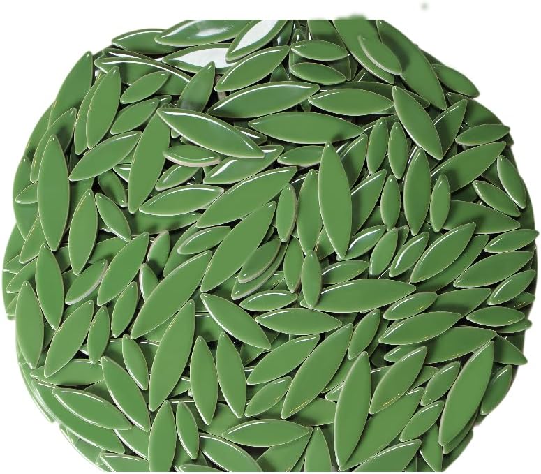 VerzTile Mosaic Tiles for Crafts - Petal Shaped Ceramic Tile Craft Hobbies & Art Projects 39 Color Options Endless Creativity DIY Design (Green)