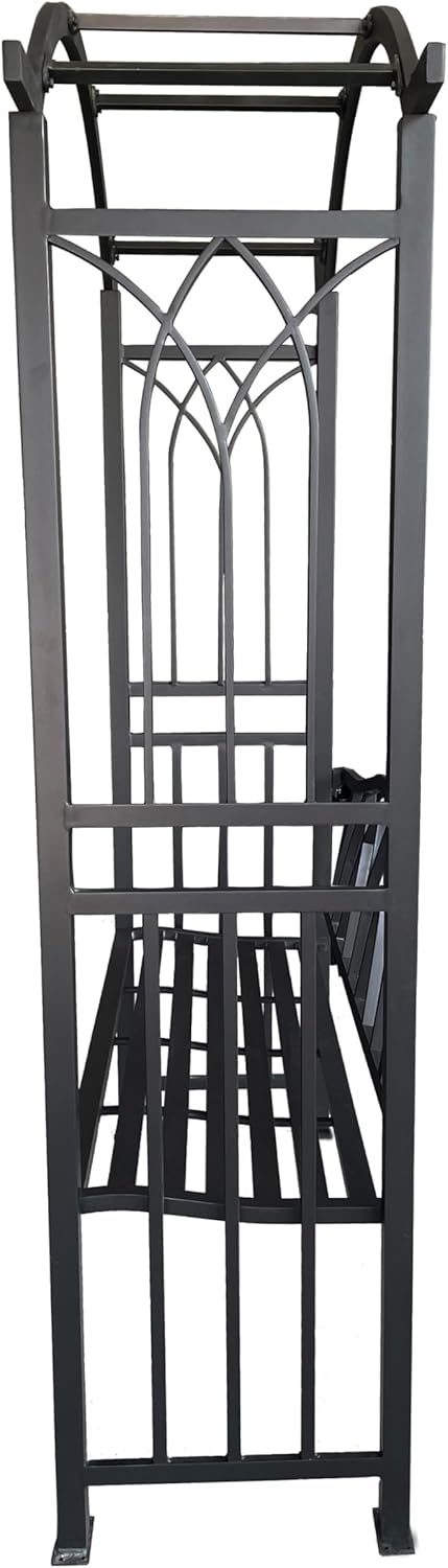 Black Aluminum Garden Arbor Arch with 2-Seater Bench