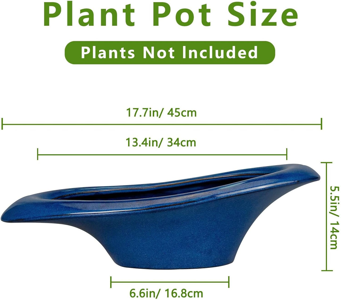 Bonsai Tree Pot 18 Inch - Ceramic Succulent Pots Large Bonsai Planter for Indoor Outdoor Plants Decorative Plant Pot with Drainage Hole Flower Pot for Home Garden Room Decor Blue